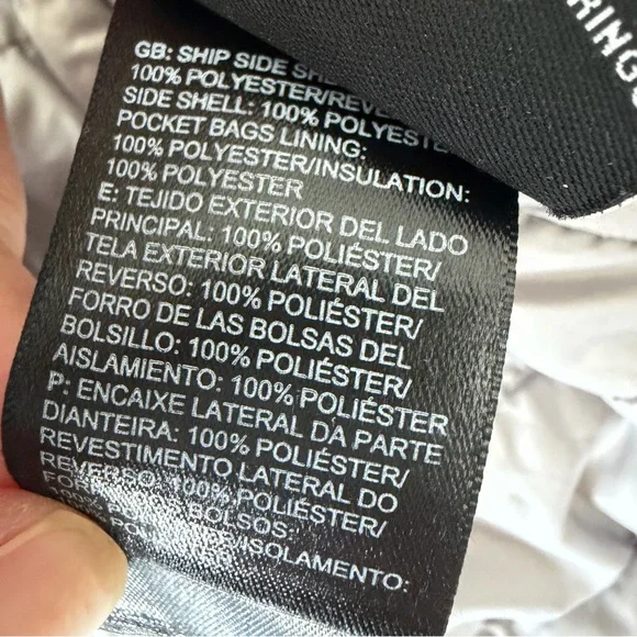 North Face Reversible Mossbud Swirl Puffer Coat Jacket Zip Gray Pink Girls L 14 - Picture 6 of 12